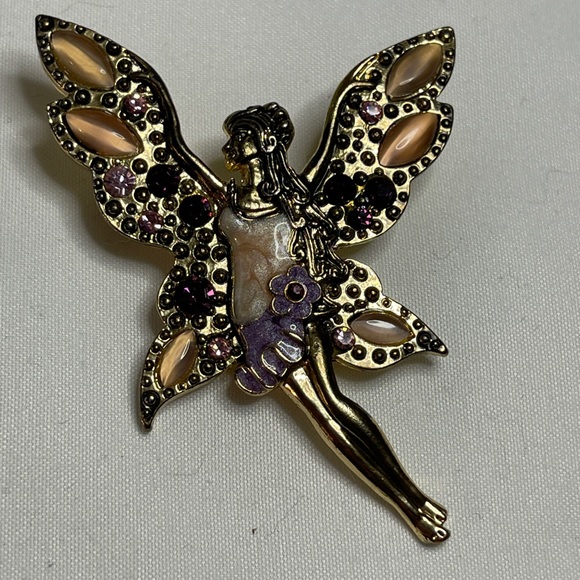 Charming Fairy Brooch with Gold and Purple Accents - Picture 2 of 7